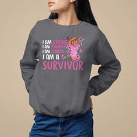 Pink Breast Cancer Sweatshirt I Am A Survivor Strong Powerful Fearless - Wonder Print Shop