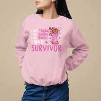 Pink Breast Cancer Sweatshirt I Am A Survivor Strong Powerful Fearless - Wonder Print Shop
