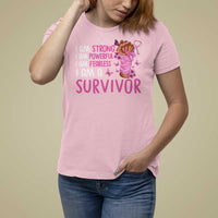 Pink Breast Cancer T Shirt For Women I Am A Survivor Strong Powerful Fearless - Wonder Print Shop