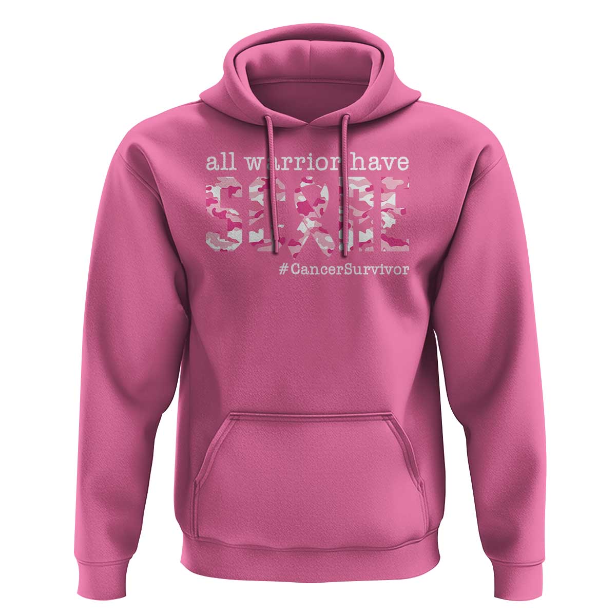 Breast Cancer Hoodie All Warriors Have Scars Millitary Camouflage - Wonder Print Shop