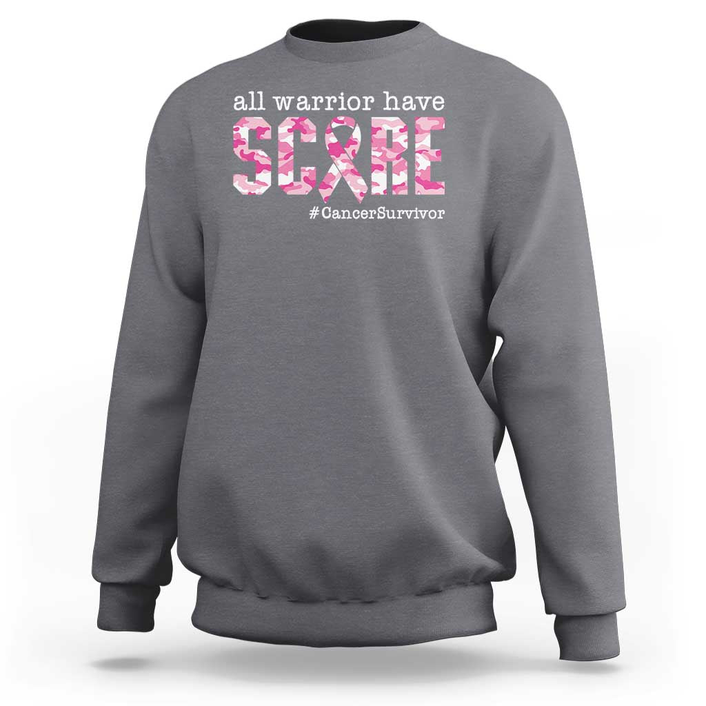 Breast Cancer Sweatshirt All Warriors Have Scars Millitary Camouflage - Wonder Print Shop