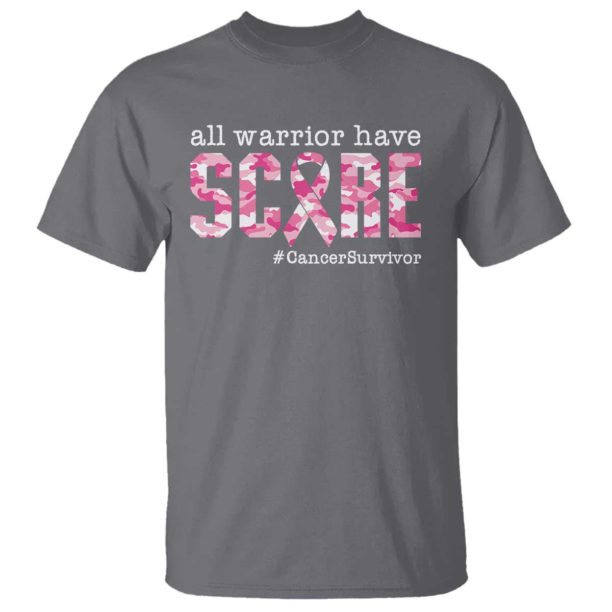 Breast Cancer T Shirt All Warriors Have Scars Millitary Camouflage - Wonder Print Shop