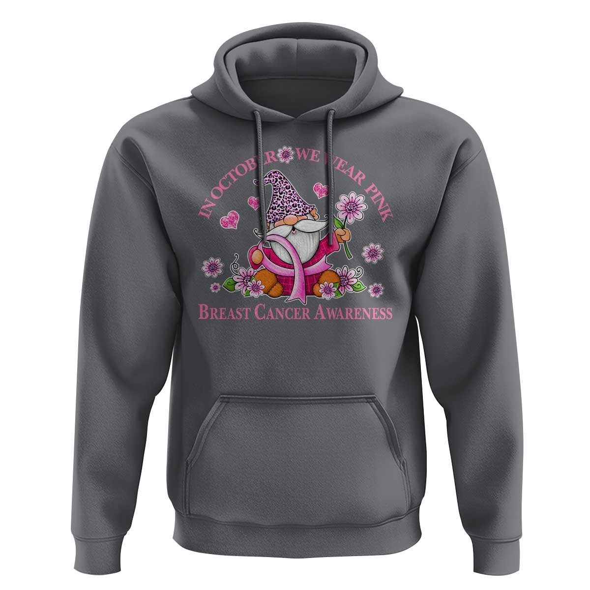 Breast Cancer Awareness Hoodie In October We Wear Pink Gnome - Wonder Print Shop