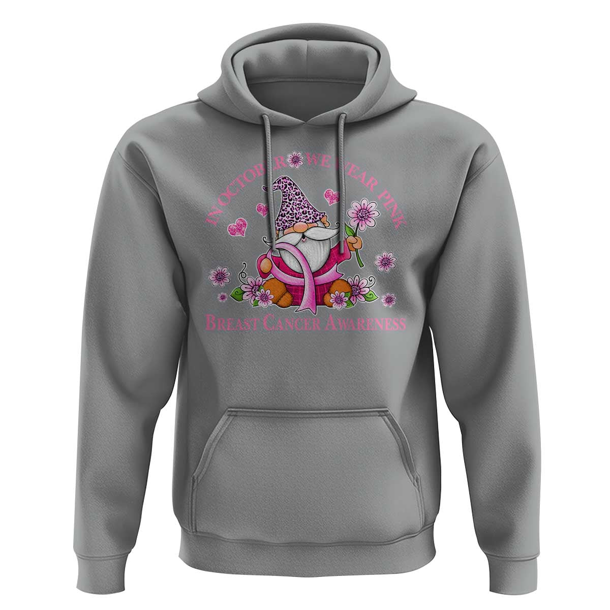 Breast Cancer Awareness Hoodie In October We Wear Pink Gnome - Wonder Print Shop