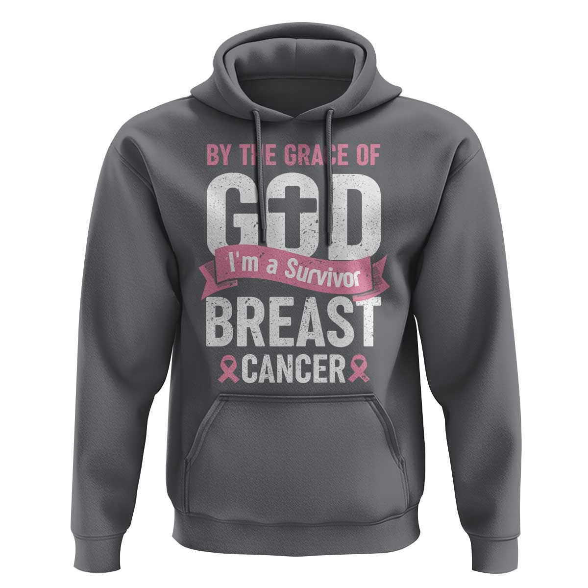 Breast Cancer Hoodie By The Grace Of God I'm A Survivor - Wonder Print Shop