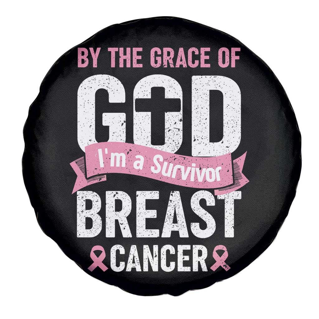 Breast Cancer Spare Tire Cover By The Grace Of God I'm A Survivor