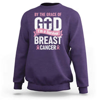 Breast Cancer Sweatshirt By The Grace Of God I'm A Survivor - Wonder Print Shop