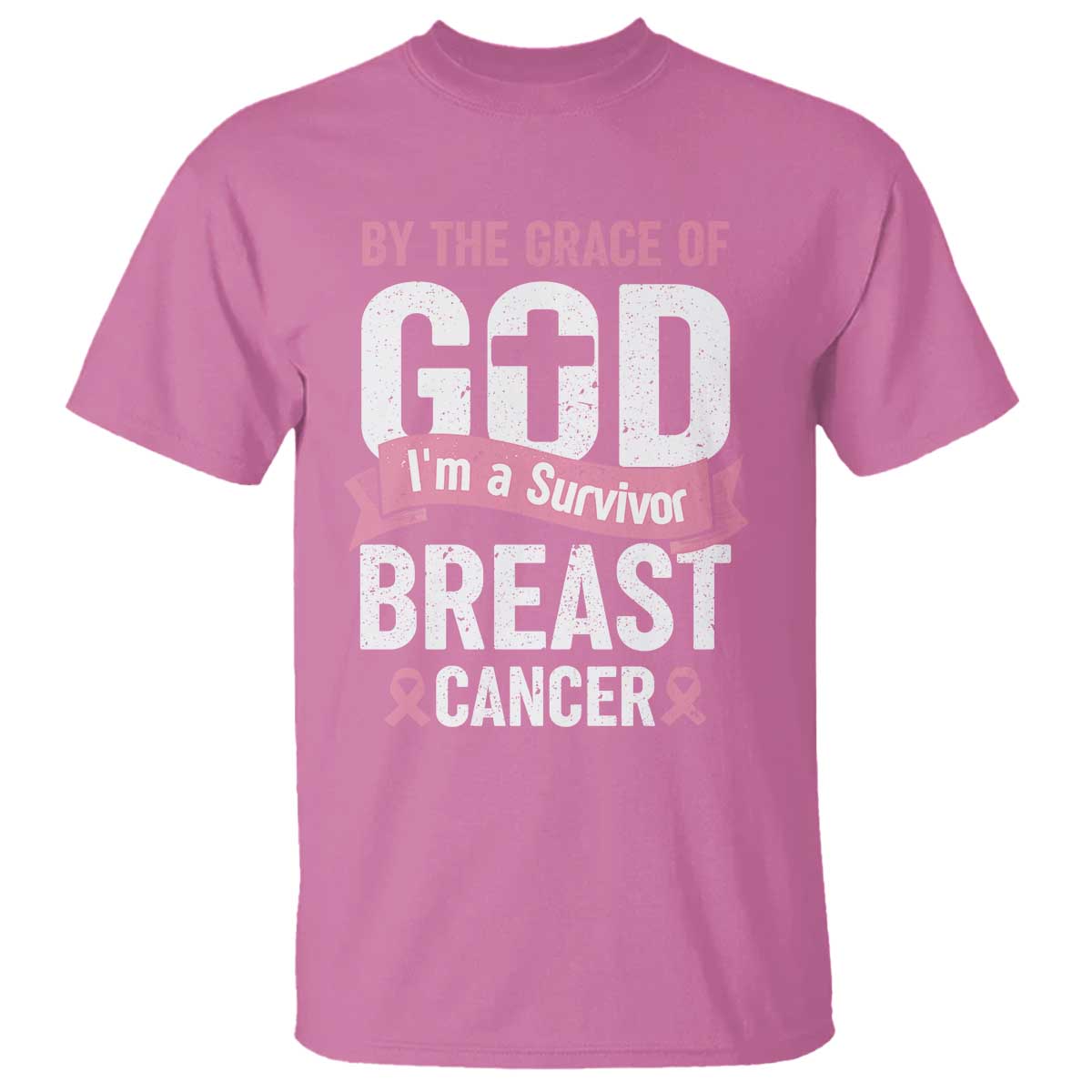 Breast Cancer T Shirt By The Grace Of God I'm A Survivor - Wonder Print Shop