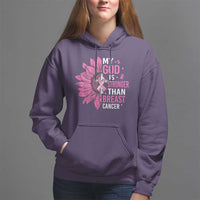 My God Is Stronger Than Breast Cancer Hoodie Christian Sunflower American Flag - Wonder Print Shop