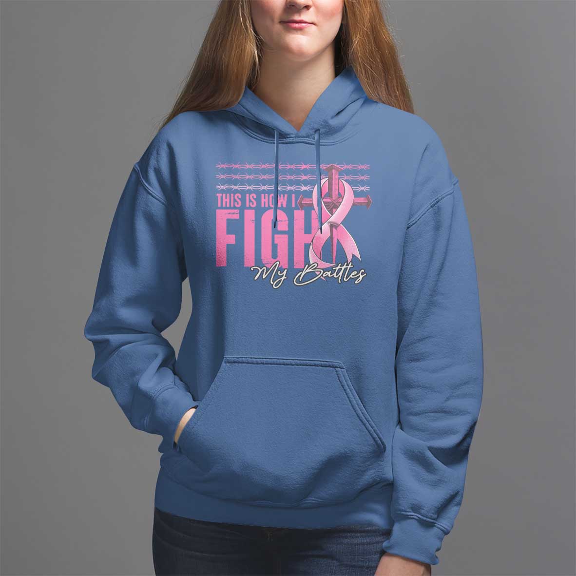 Pink Breast Cancer Hoodie This is How I Fight My Battles - Wonder Print Shop