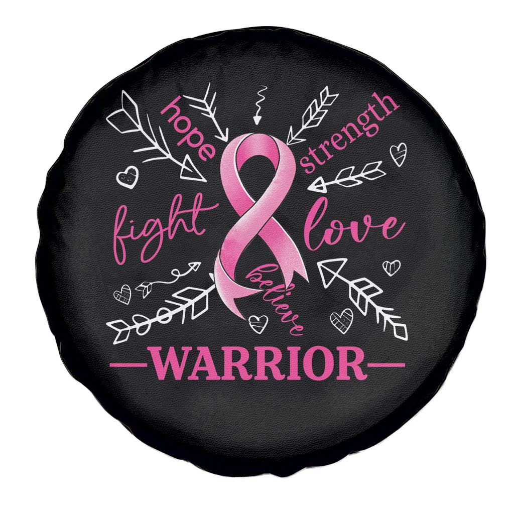 Breast Cancer Warrior Spare Tire Cover Love Fight Strength Hope Arrow Pink Ribbon