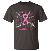 Breast Cancer Warrior T Shirt Love Fight Strength Hope Arrow Pink Ribbon - Wonder Print Shop