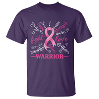 Breast Cancer Warrior T Shirt Love Fight Strength Hope Arrow Pink Ribbon - Wonder Print Shop