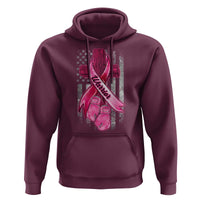 Pink Breast Cancer Hoodie I Am Warrior American Flag - Wonder Print Shop