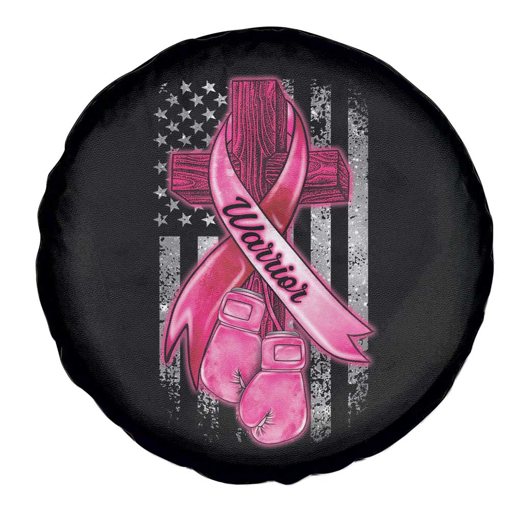 Pink Breast Cancer Spare Tire Cover I Am Warrior American Flag