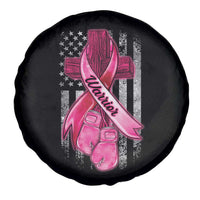 Pink Breast Cancer Spare Tire Cover I Am Warrior American Flag
