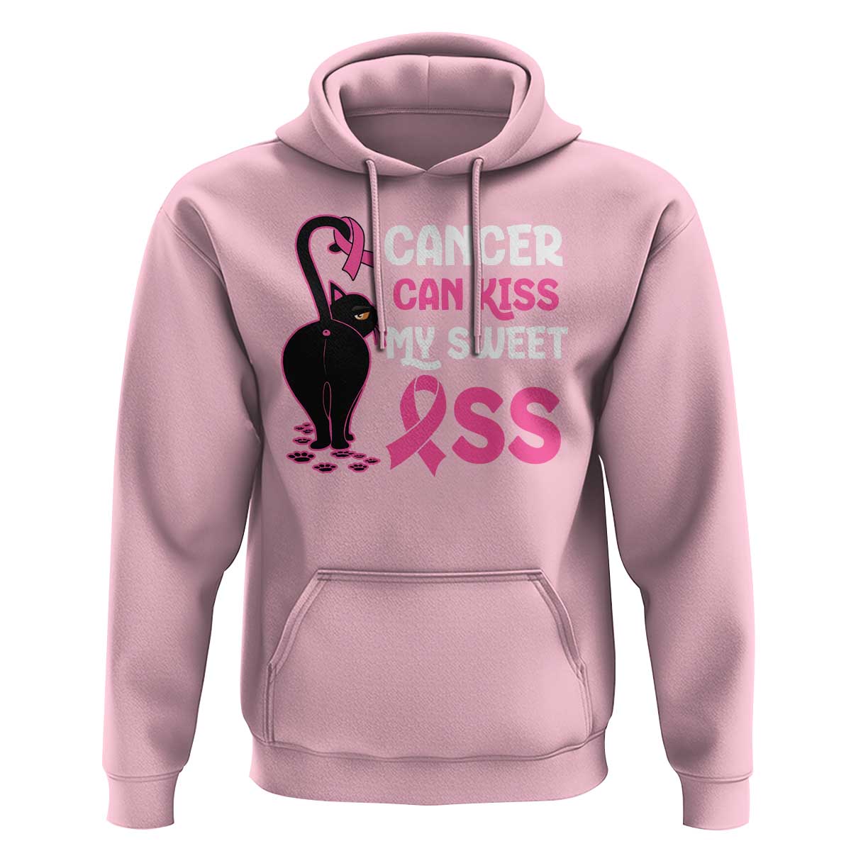 Funny Breast Cancer Hoodie Cancer Can Kiss My Sweet Ass Cool Cat - Wonder Print Shop