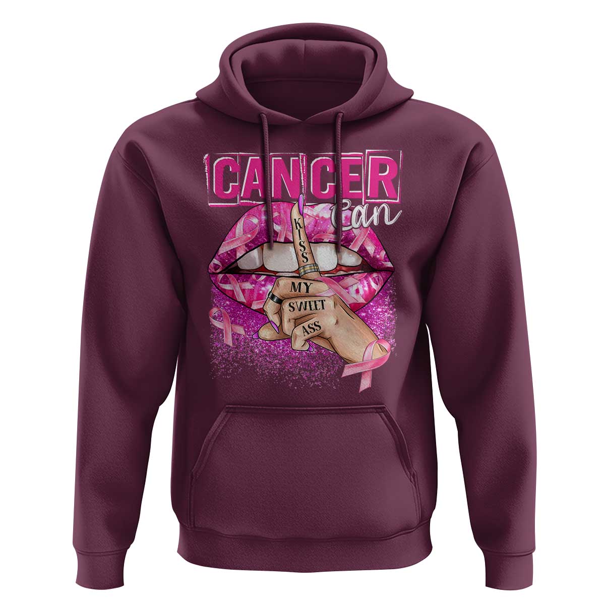 Breast Cancer Hoodie Cancer Can Kiss My Sweet Ass - Wonder Print Shop