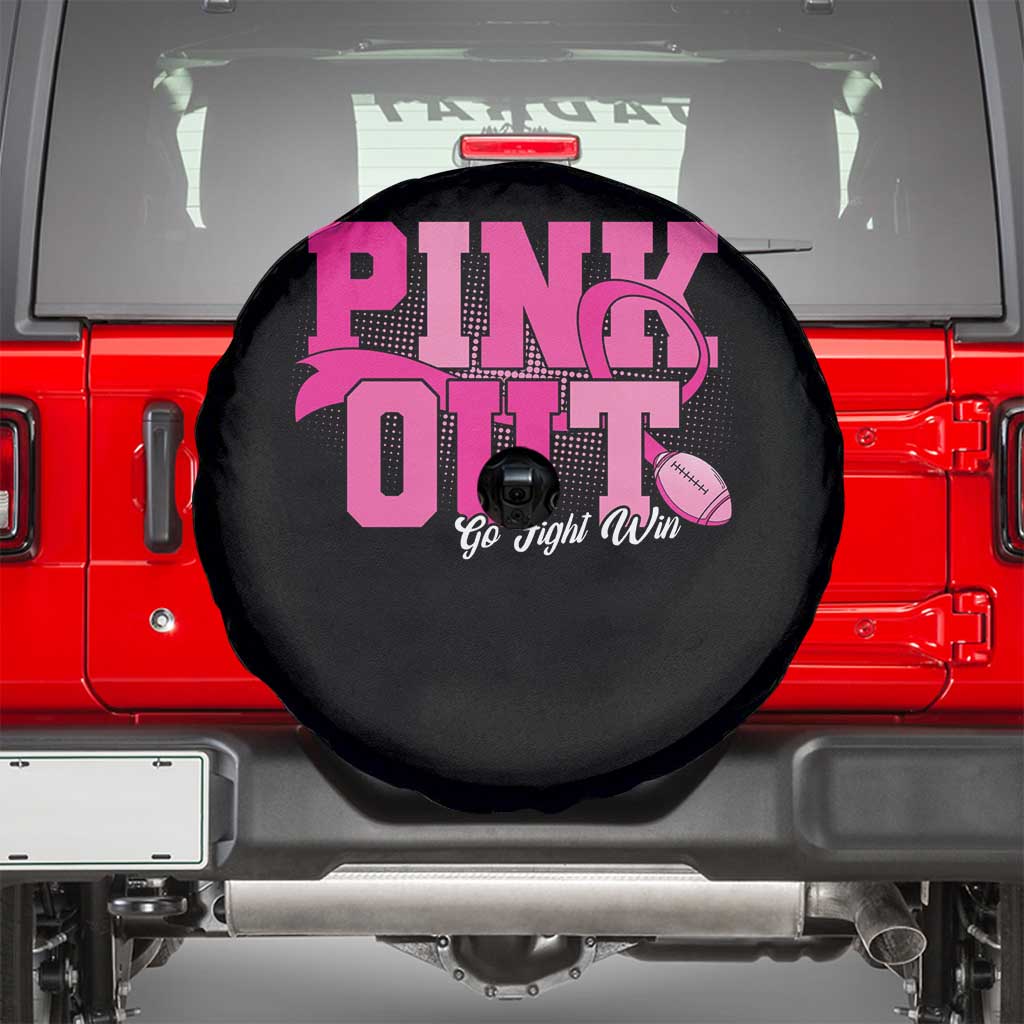 Breast Cancer Spare Tire Cover Pink Out Go Fight Win American Football
