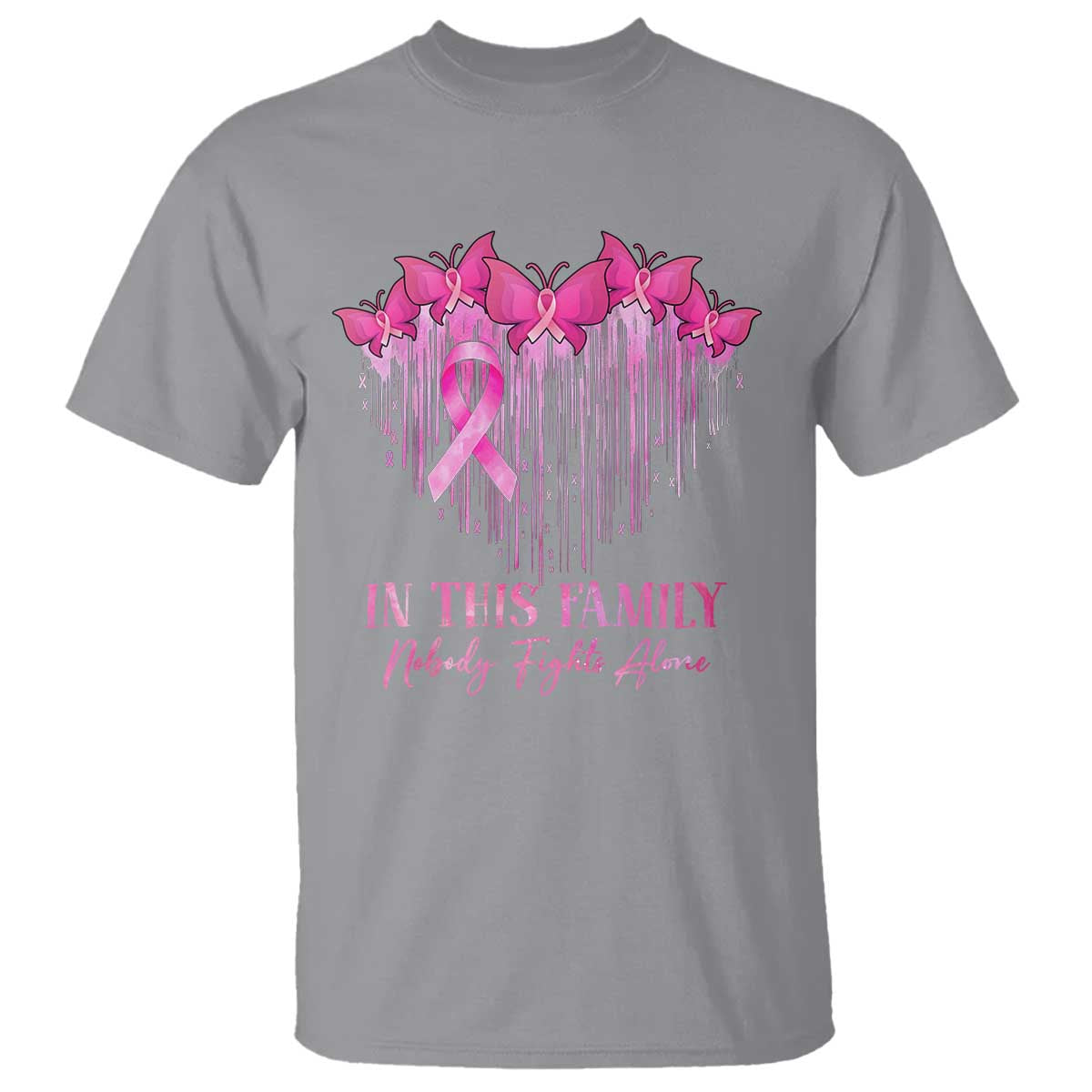 Breast Cancer T Shirt In This Family Nobody Fights Alone - Wonder Print Shop