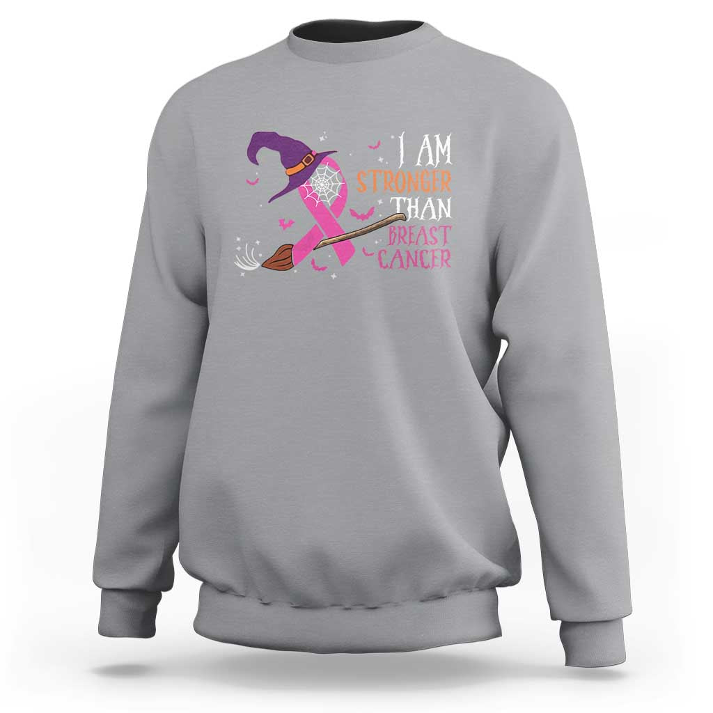 I Am Stronger Than Breast Cancer Halloween Witch Sweatshirt - Wonder Print Shop