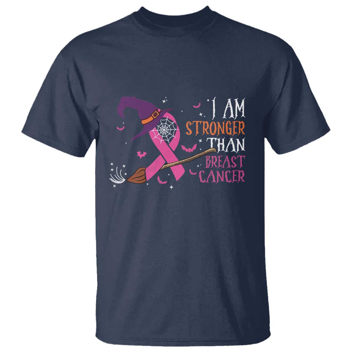 I Am Stronger Than Breast Cancer Halloween Witch T Shirt - Wonder Print Shop