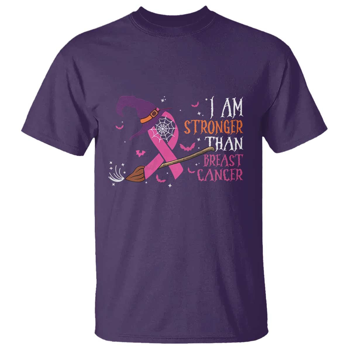 I Am Stronger Than Breast Cancer Halloween Witch T Shirt - Wonder Print Shop