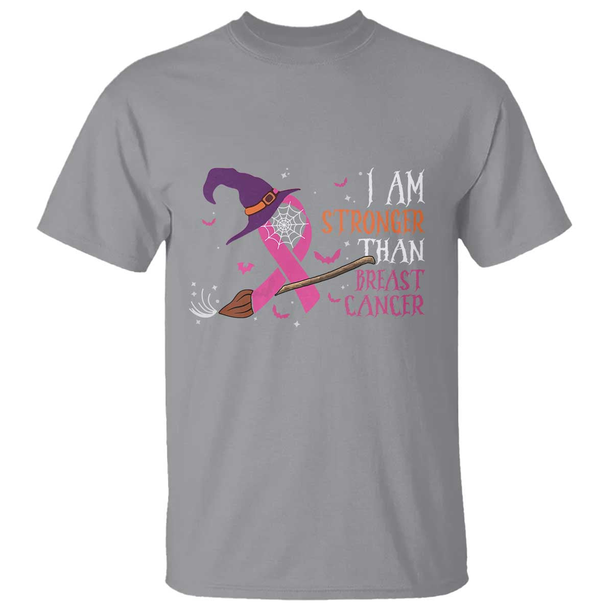 I Am Stronger Than Breast Cancer Halloween Witch T Shirt - Wonder Print Shop