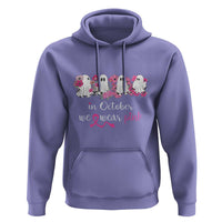 Pink Breast Cancer Hoodie In October We Wear Pink Pink Ghost Halloween - Wonder Print Shop