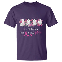 Pink Breast Cancer T Shirt In October We Wear Pink Pink Ghost Halloween - Wonder Print Shop