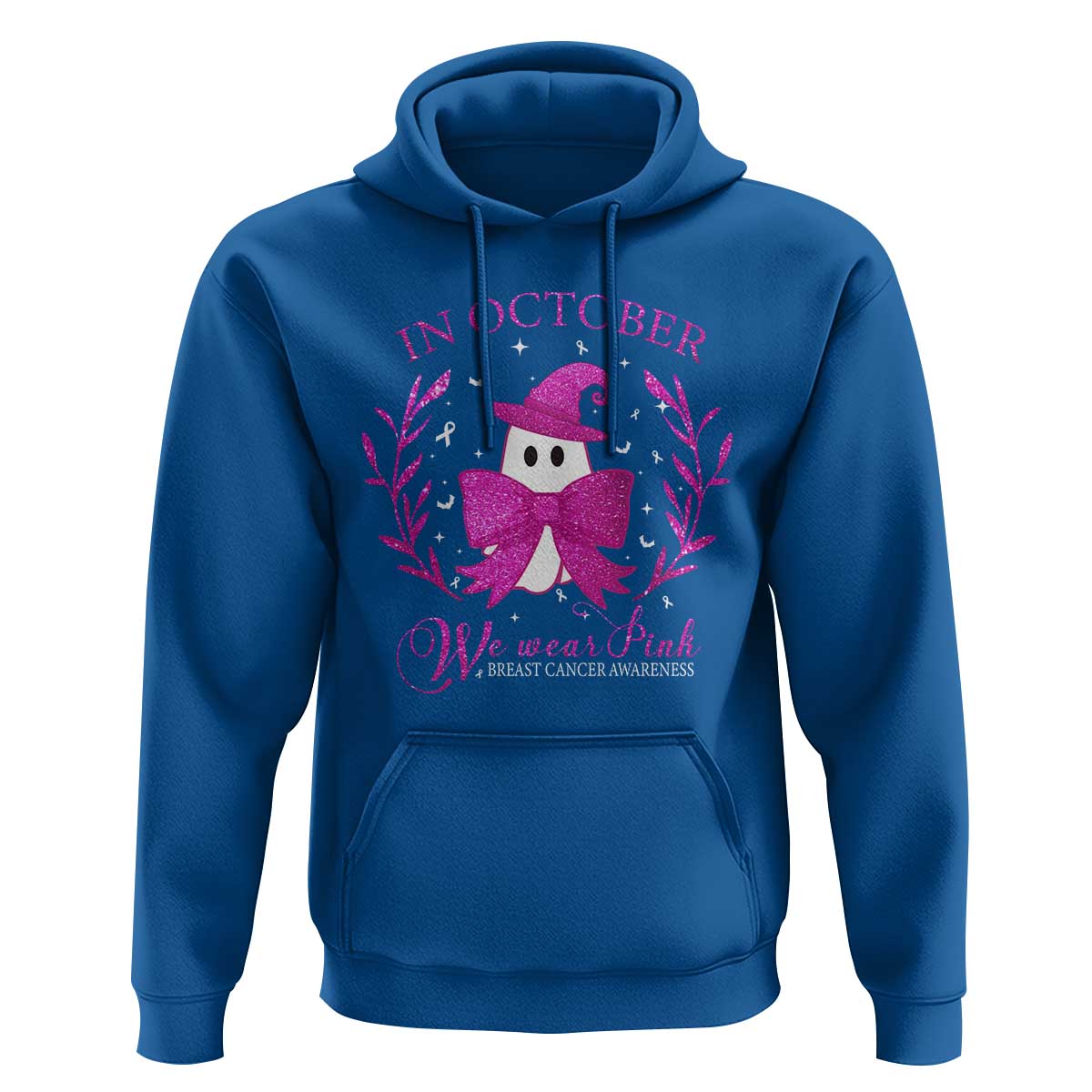Breast Cancer Halloween Hoodie In October We Wear Pink Cute Pink Ghost - Wonder Print Shop