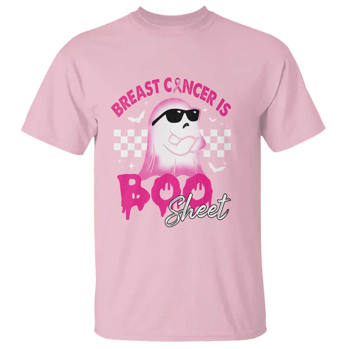 Halloween Breast Cancer Is Boo Sheet T Shirt Groovy Cute Pink Ghost - Wonder Print Shop