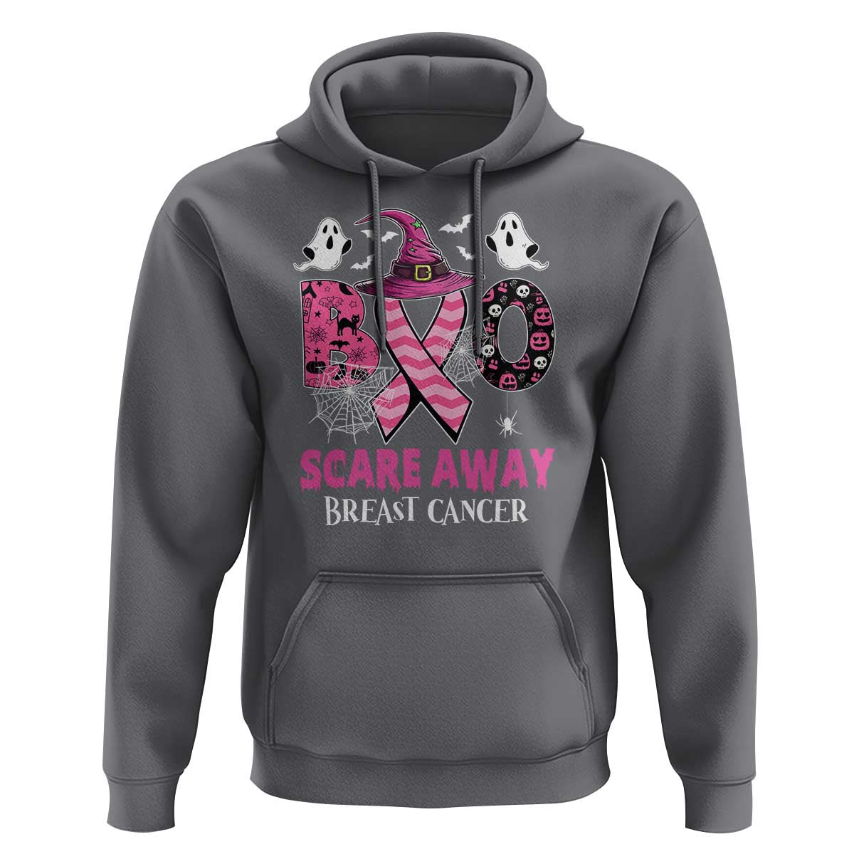 Pink Breast Cancer Halloween Hoodie Boo Scare Away Pink Ribbon Witch - Wonder Print Shop