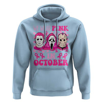 Breast Cancer Halloween Hoodie In October We Wear Pink Horror Character - Wonder Print Shop