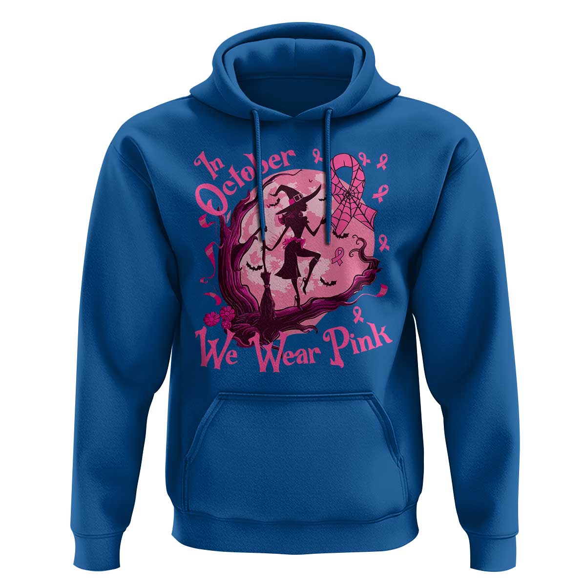 Breast Cancer Halloween Hoodie In October We Wear Pink Witch - Wonder Print Shop