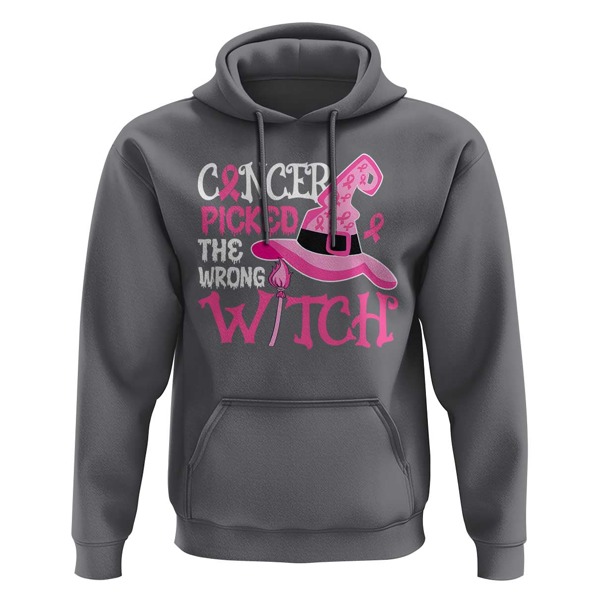 Breast Cancer Halloween Hoodie Cancer Picked The Wrong Witch - Wonder Print Shop