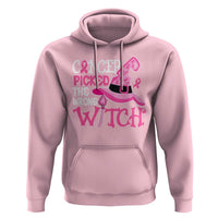 Breast Cancer Halloween Hoodie Cancer Picked The Wrong Witch - Wonder Print Shop