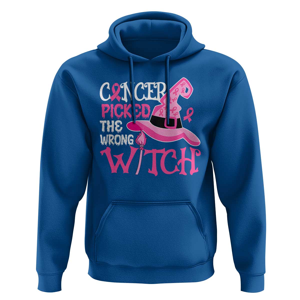 Breast Cancer Halloween Hoodie Cancer Picked The Wrong Witch - Wonder Print Shop