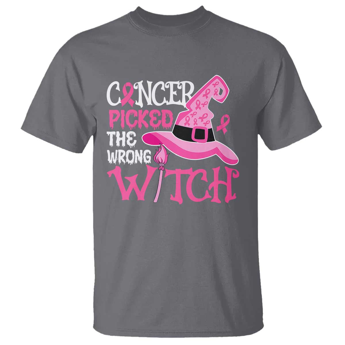 Breast Cancer Halloween T Shirt Cancer Picked The Wrong Witch - Wonder Print Shop