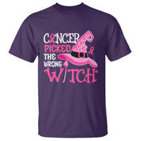Breast Cancer Halloween T Shirt Cancer Picked The Wrong Witch - Wonder Print Shop