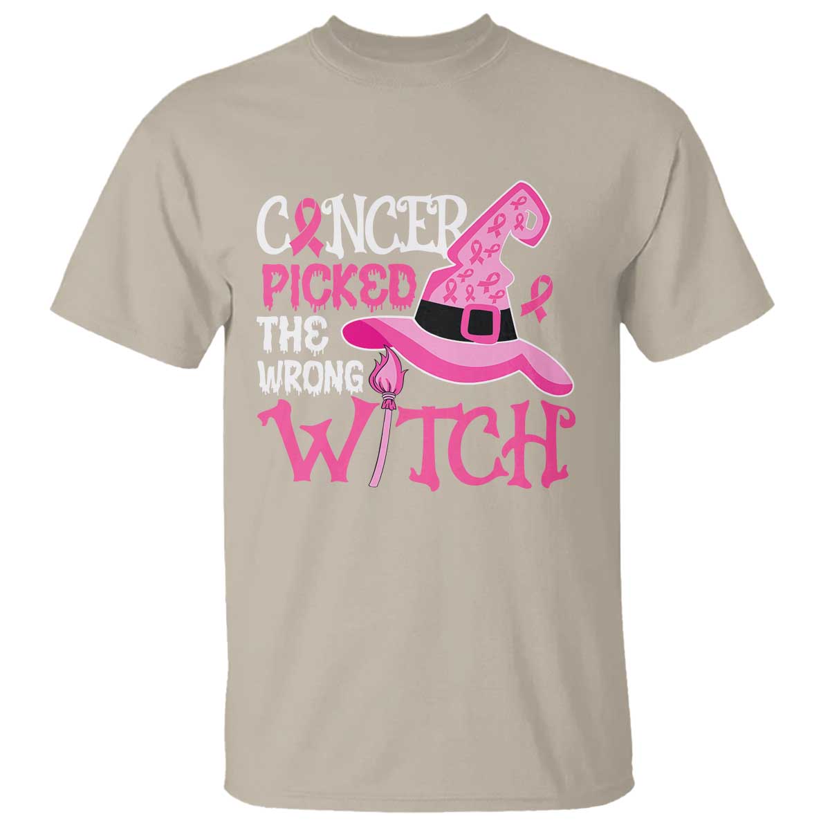 Breast Cancer Halloween T Shirt Cancer Picked The Wrong Witch - Wonder Print Shop