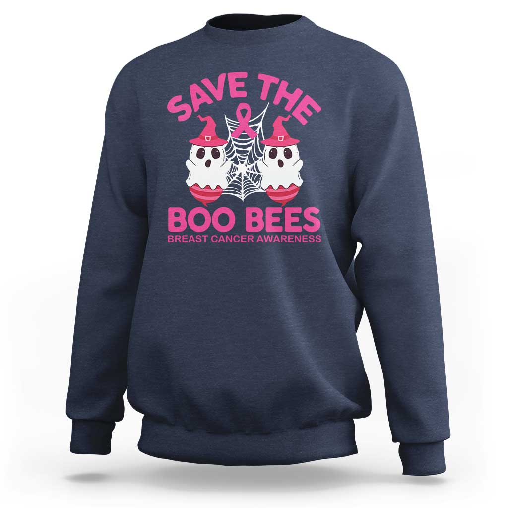 Breast Cancer Halloween Sweatshirt Save The Boo Bees - Wonder Print Shop