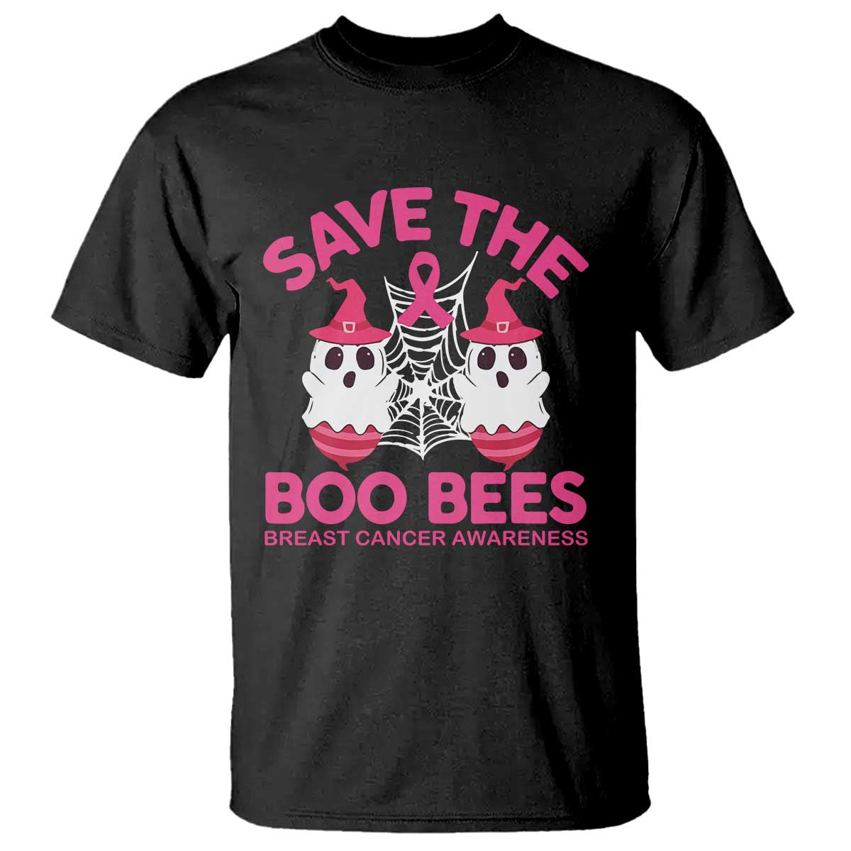 Breast Cancer Halloween T Shirt Save The Boo Bees - Wonder Print Shop