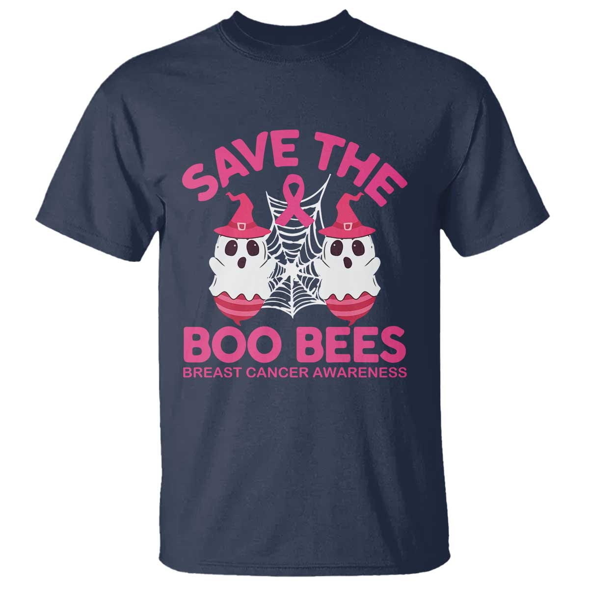 Breast Cancer Halloween T Shirt Save The Boo Bees - Wonder Print Shop