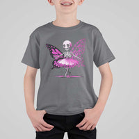 Pink Breast Cancer T Shirt For Kid Cute Ballerina Skeleton Ribbon Buterfly - Wonder Print Shop