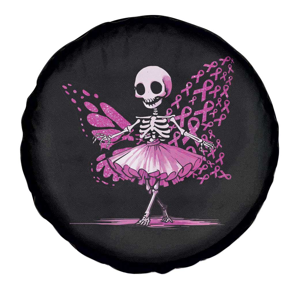 Pink Breast Cancer Spare Tire Cover Cute Ballerina Skeleton Ribbon Buterfly