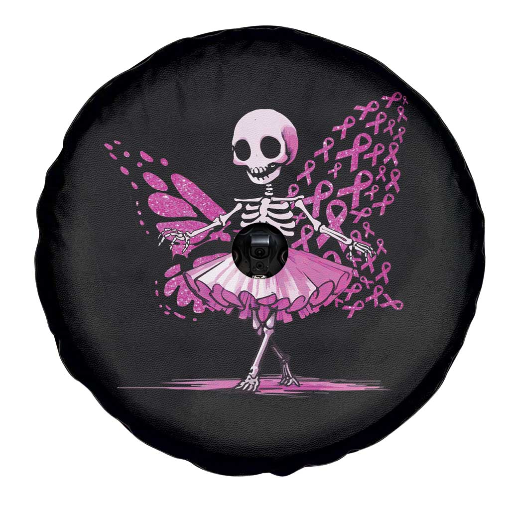 Pink Breast Cancer Spare Tire Cover Cute Ballerina Skeleton Ribbon Buterfly