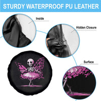 Pink Breast Cancer Spare Tire Cover Cute Ballerina Skeleton Ribbon Buterfly