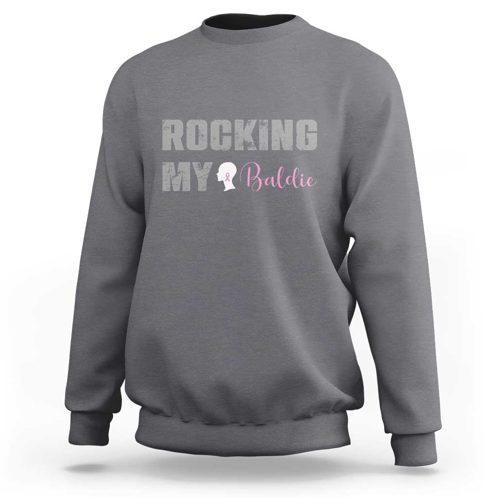 Breast Cancer Chemotherapy Sweatshirt Rocking My Baldie Slay Bald Lady - Wonder Print Shop