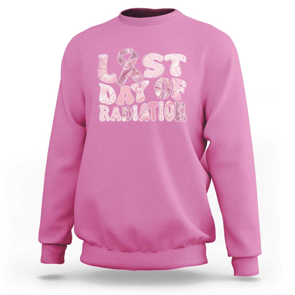 Pink Breast Cancer Chemotherapy Sweatshirt Last Day Of Radiation Pink Ribbon - Wonder Print Shop